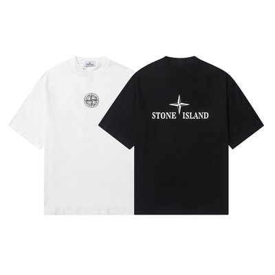 Stone Island Luxury Clothing T-Shirt Shop Now Black White Printing Unisex Cotton Short Sleeve
