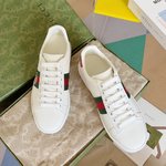 Gucci Skateboard Shoes Sneakers Replica Every Designer
 White Embroidery Unisex Women Men Cowhide Rubber Casual