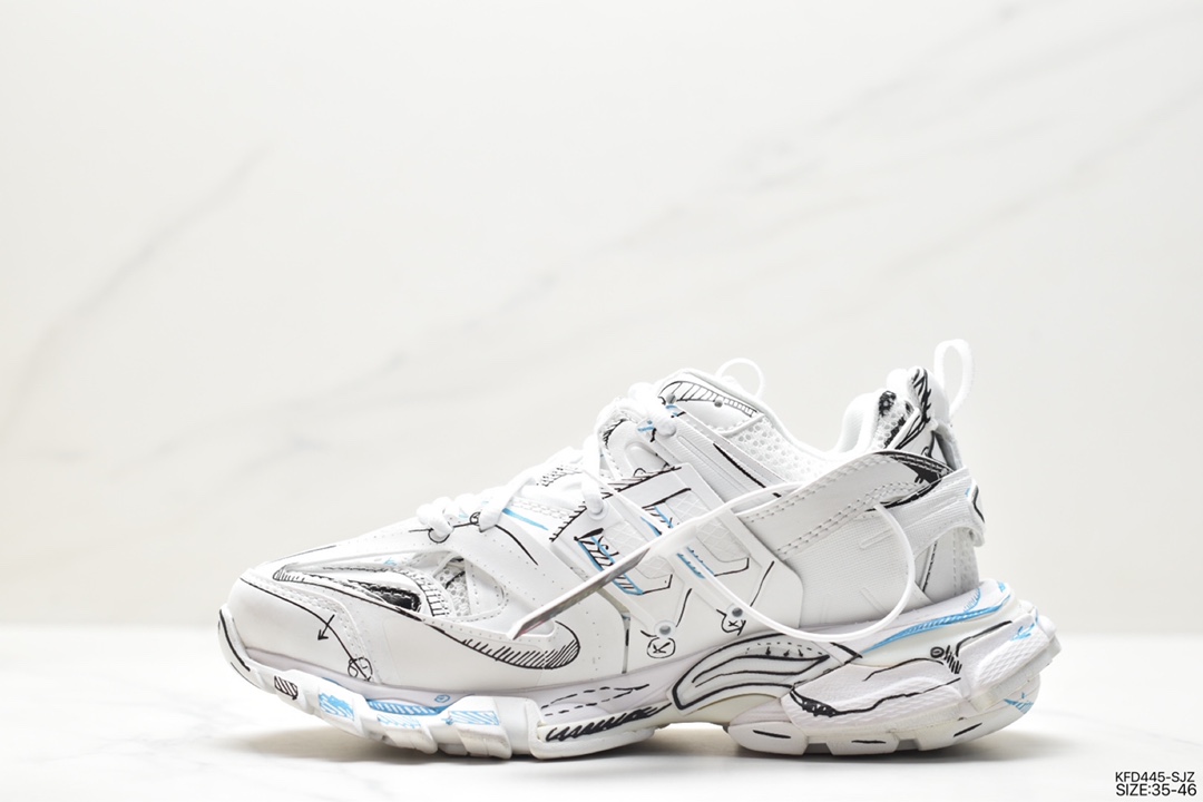 Balenciaga Track Trainers 3.0 Retro Wild Running Daddy Trendy All-match Jogging Shoes ”Off-white Chocolate Brown” 542436 W3SRA 9014