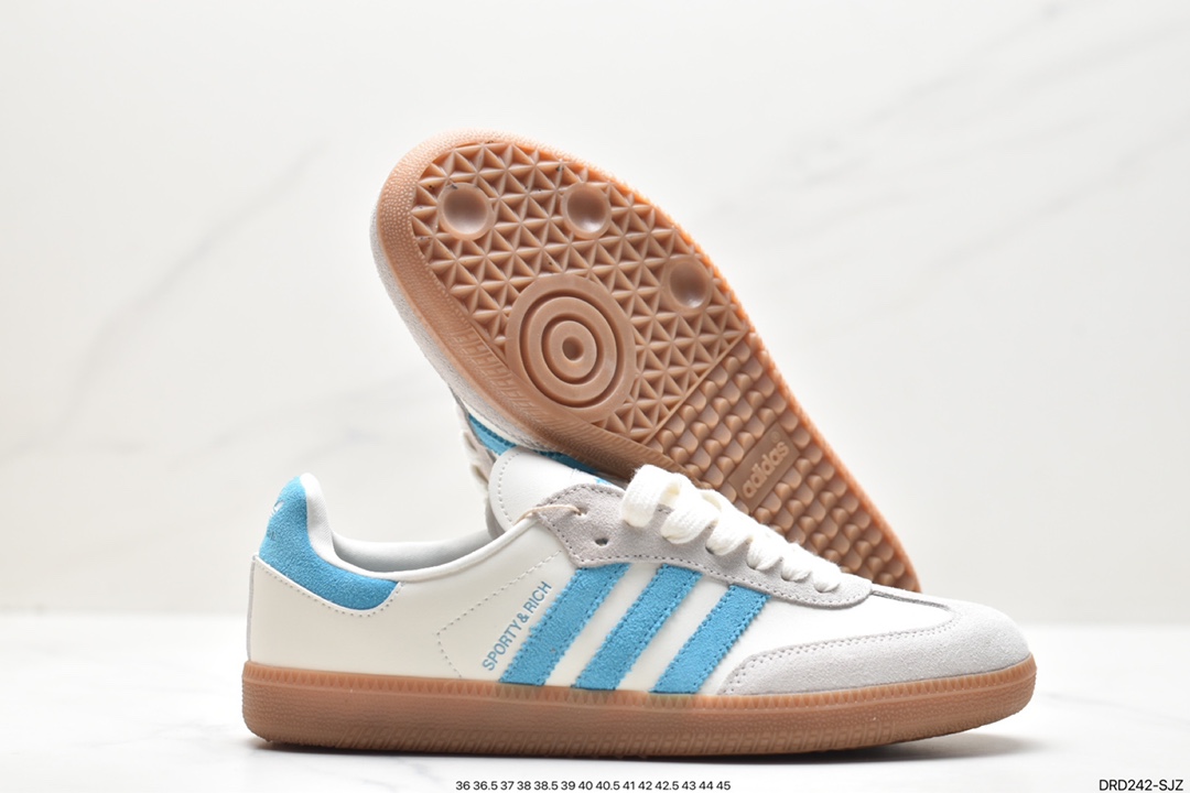 Adidas Originals Samba Vegan OG ”SPD” Samba Dance Shoes ”Silver Mist Princess Lace Caramel Sole” IE7096