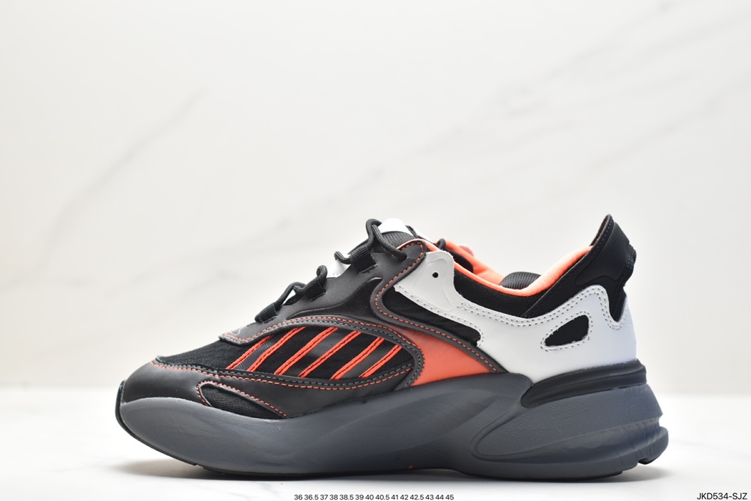 Adidas OZMORPH OZ deformation series low-top daddy style thick-soled casual sports jogging shoes ”Black and Gray Warrior” ALF2228