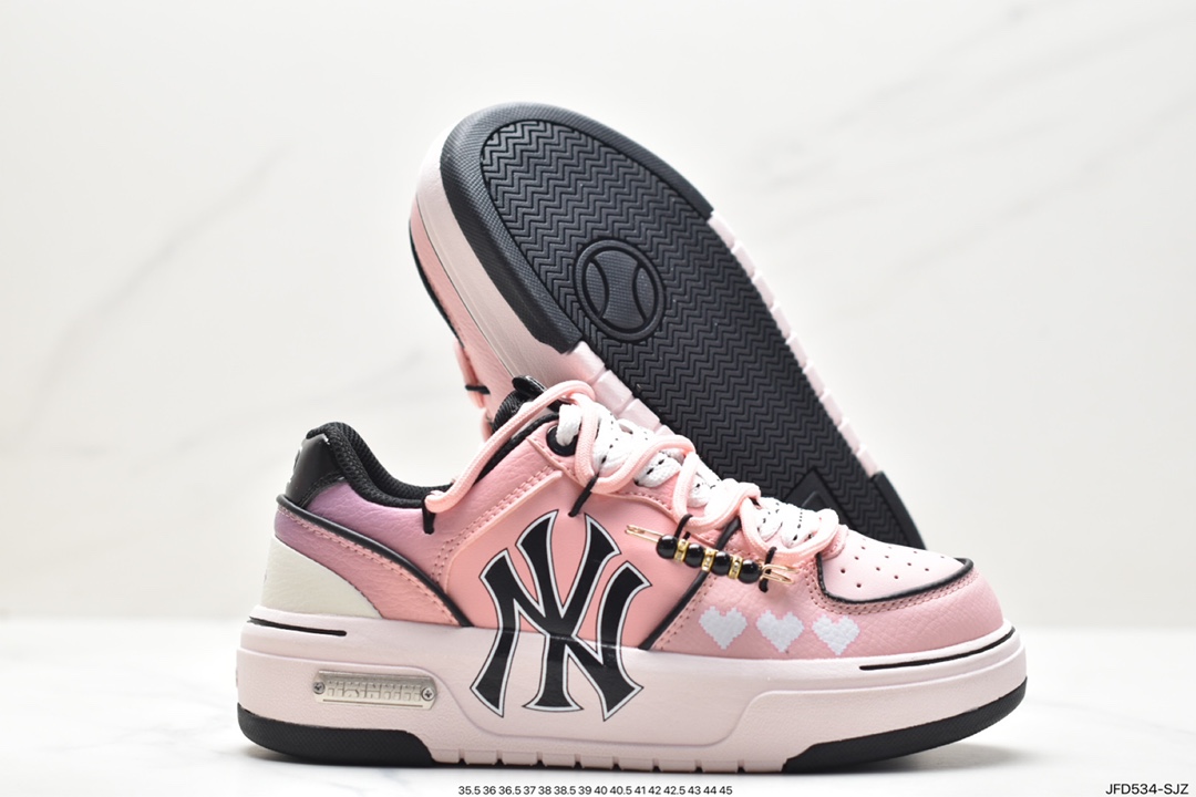 Korea Limited Release NY Yankees Limited x MLB Big Ball Chunky Mesh Thick-soled Daddy Jogging Shoes ”Mesh Ivory White Black NY Print” 3ASDCH133 (GP006C)