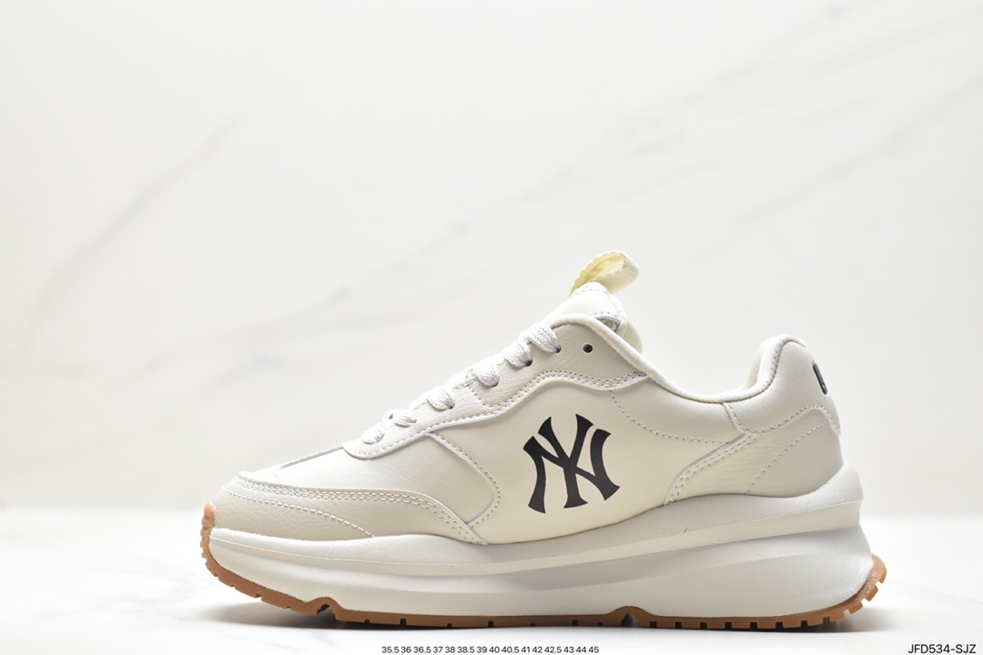 Korea Limited Release NY Yankees Limited x MLB Big Ball Chunky Mesh Thick-soled Daddy Jogging Shoes ”Mesh Ivory Black NY Print” 3ASHCRB3N (GP007)