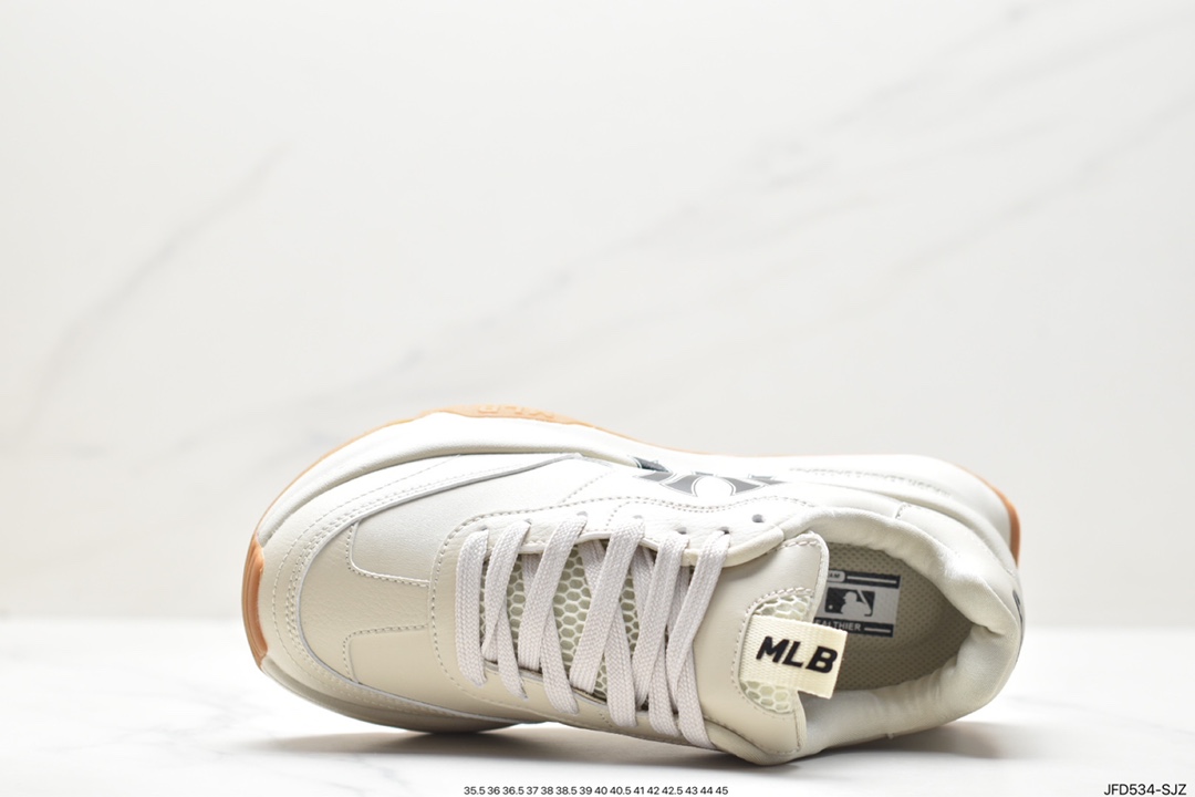 Korea Limited Release NY Yankees Limited x MLB Big Ball Chunky Mesh Thick-soled Daddy Jogging Shoes ”Mesh Ivory Black NY Print” 3ASHCRB3N (GP007)