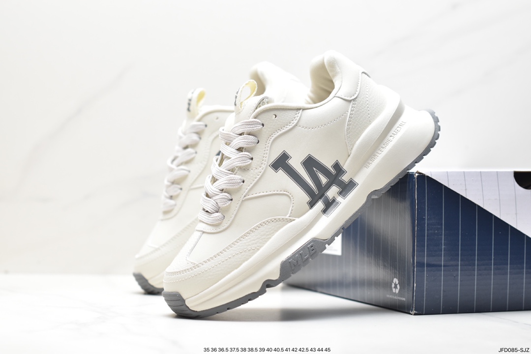 Korea Limited Release NY Yankees Limited x MLB Big Ball Chunky Mesh Thick-soled Daddy Jogging Shoes ”Mesh Ivory Black NY Print” 3ASHCRB3N (GP007)