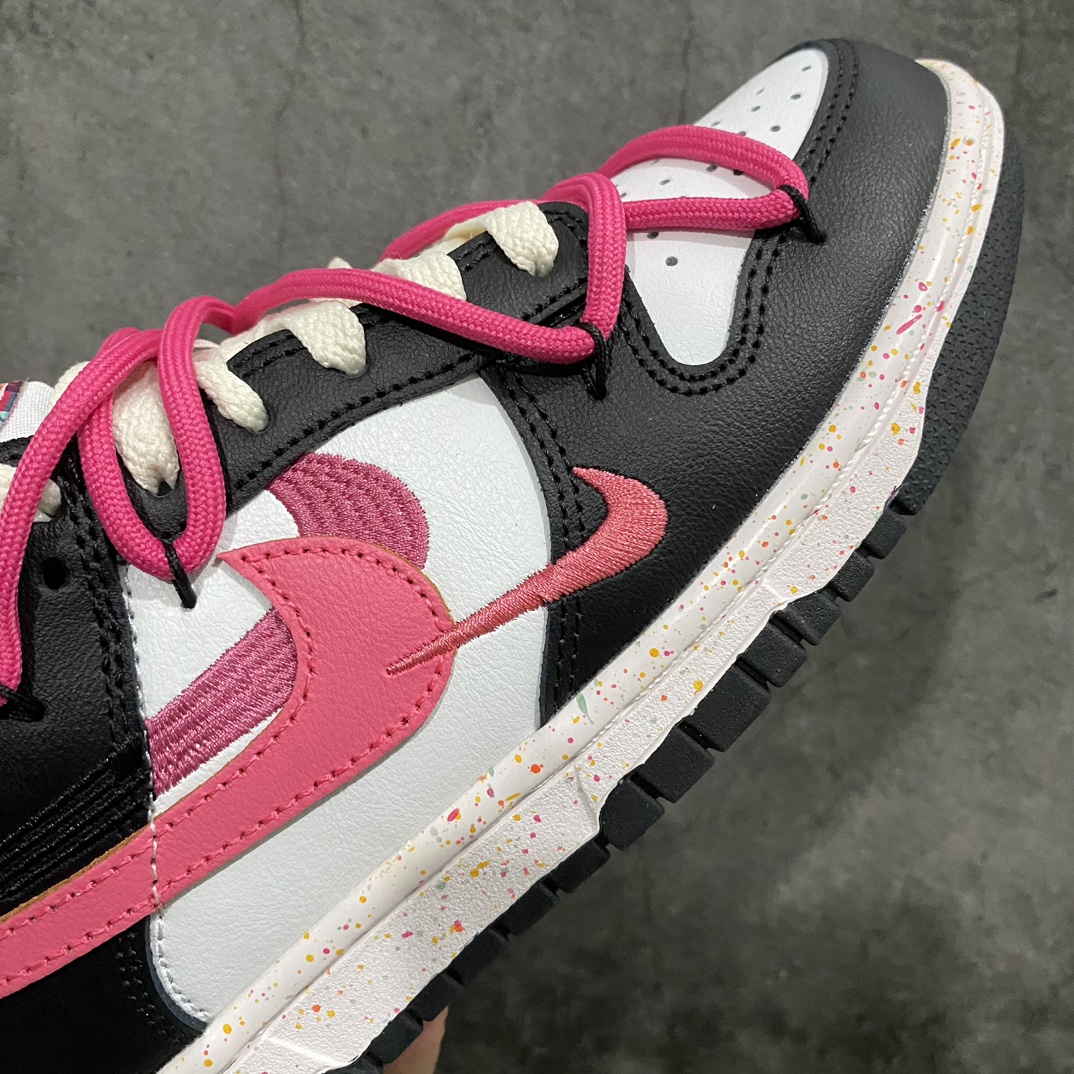 [CS version] NK Dunk Low Multi-Color Swoosh SB low-top deconstructed straps vibrant three-hook black and white rose red FD4623-131