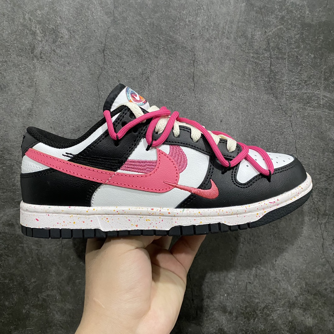 [CS version] NK Dunk Low Multi-Color Swoosh SB low-top deconstructed straps vibrant three-hook black and white rose red FD4623-131