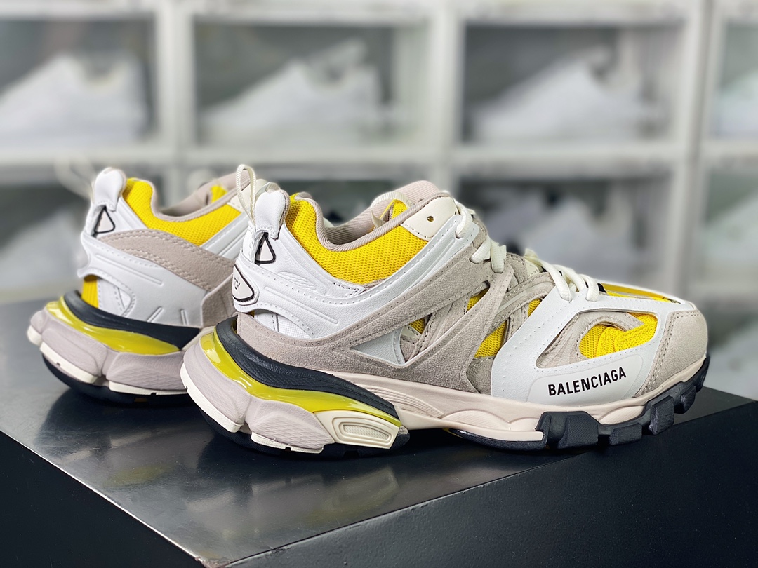 BALENCIAGA Track Trainers 3.0 Retro Wild Running Grandpa Jogging Shoes ”Light Khaki Yellow White Black” 542436 W1ST3 0258