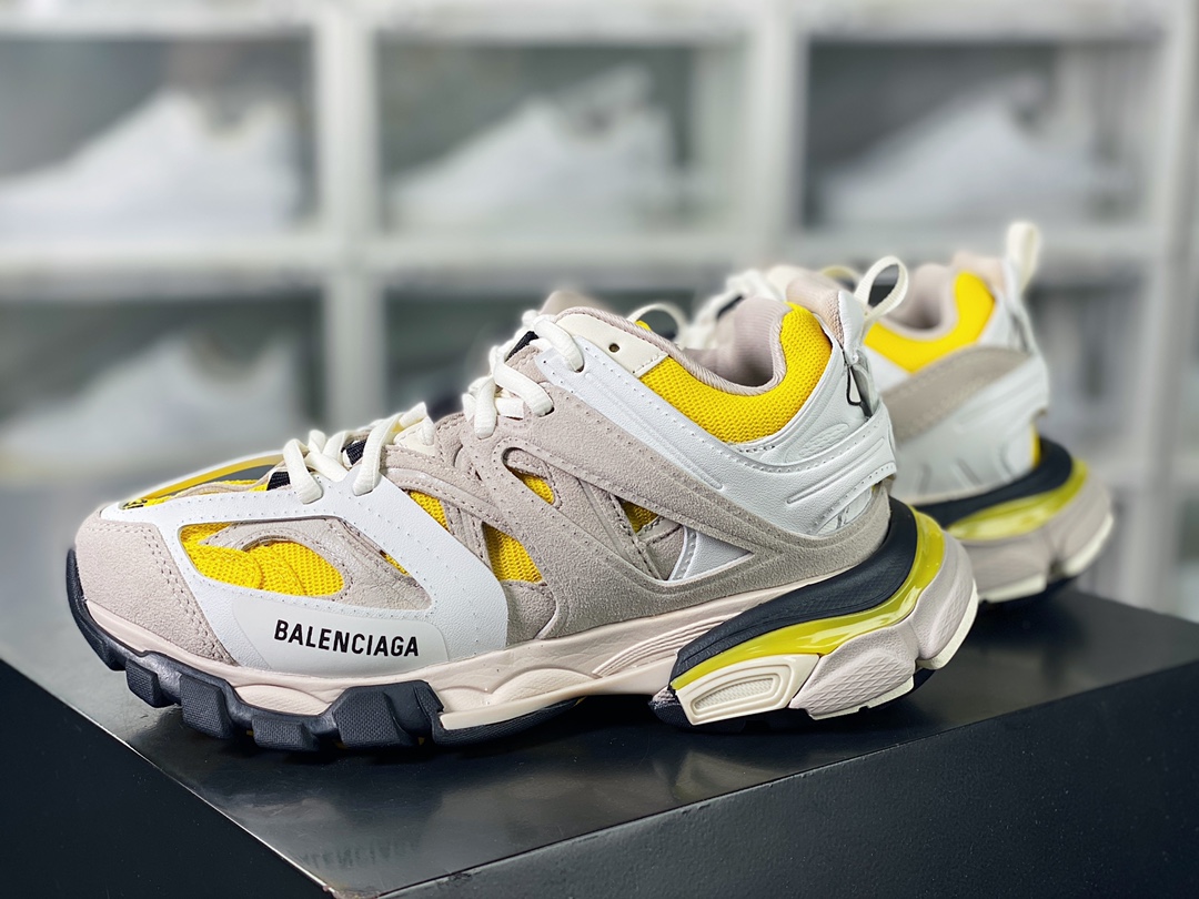 BALENCIAGA Track Trainers 3.0 Retro Wild Running Grandpa Jogging Shoes ”Light Khaki Yellow White Black” 542436 W1ST3 0258