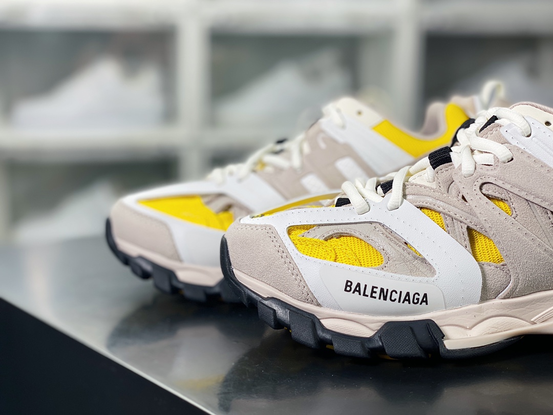 BALENCIAGA Track Trainers 3.0 Retro Wild Running Grandpa Jogging Shoes ”Light Khaki Yellow White Black” 542436 W1ST3 0258