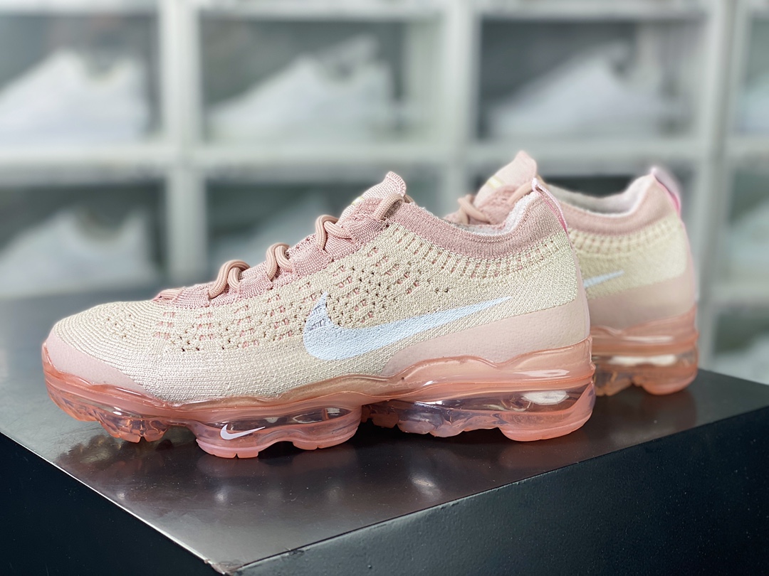 Air VaporMax 2023 Flyknit FK”Oatmeal/Pearl Pink” 2023 Air Cushion Jogging Shoes ”Oatmeal Peach Pink White Hook” DV6840-101