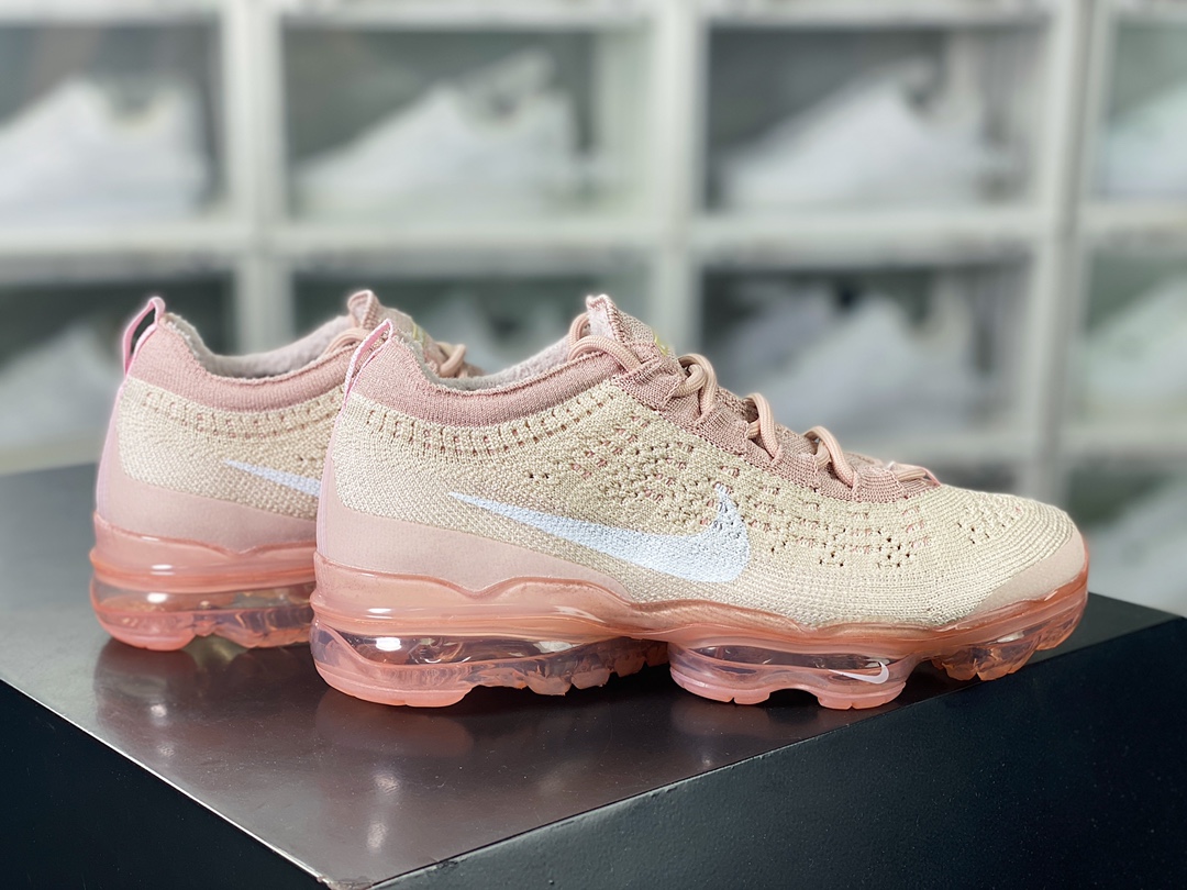 Air VaporMax 2023 Flyknit FK”Oatmeal/Pearl Pink” 2023 Air Cushion Jogging Shoes ”Oatmeal Peach Pink White Hook” DV6840-101