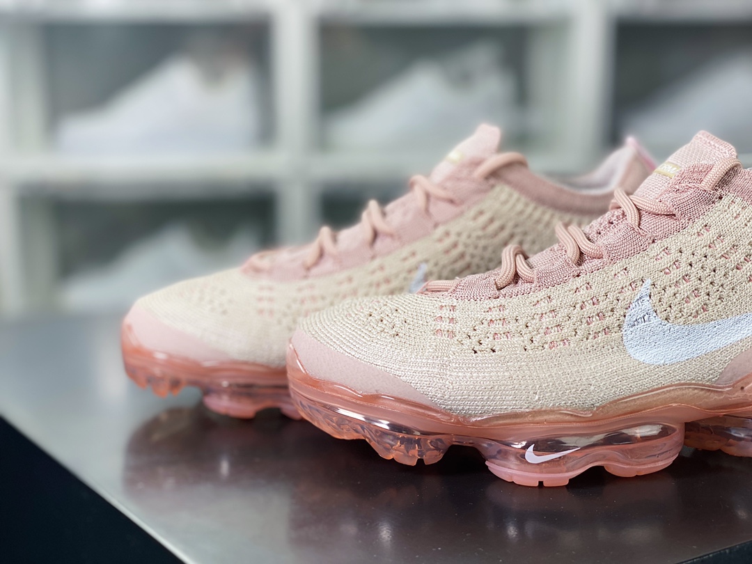 Air VaporMax 2023 Flyknit FK”Oatmeal/Pearl Pink” 2023 Air Cushion Jogging Shoes ”Oatmeal Peach Pink White Hook” DV6840-101