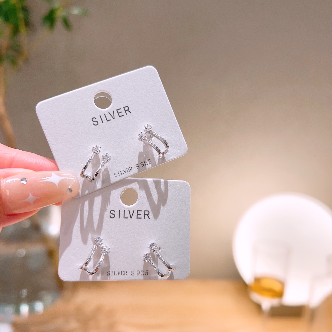 ミニマルS925スターリングシルバーイヤリングシルバー クリスマス