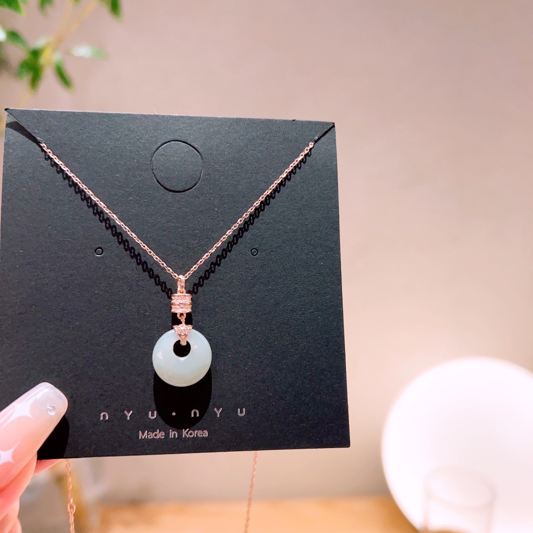 Fine Silver Hetian Jade Necklace Fresh Wedding Gold