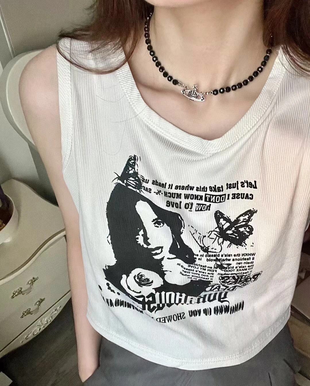 Vivienne Westwood 新品上架西太后黑玛瑙单层浮雕土星项链