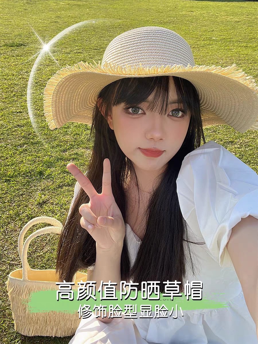 Chanel香奈儿 流苏标大檐草帽 杂志款❤️ 拍照巨好看滴
