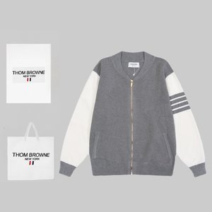 Thom Browne Best Clothing Cardigans Brown Grey Cotton Knitting Wool