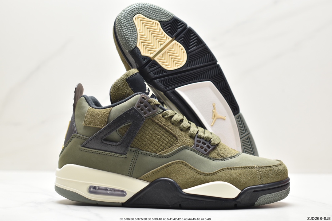 Nike Wmns Air Jordan 4 Retro GS ”Linen” Michael Jordan AJ4 mid-top basketball shoes ”White Khaki” A02571-100