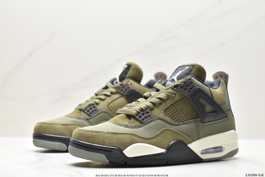 Nike Wmns Air Jordan 4 Retro GS ”Linen” Michael Jordan AJ4 mid-top basketball shoes ”White Khaki” A02571-100