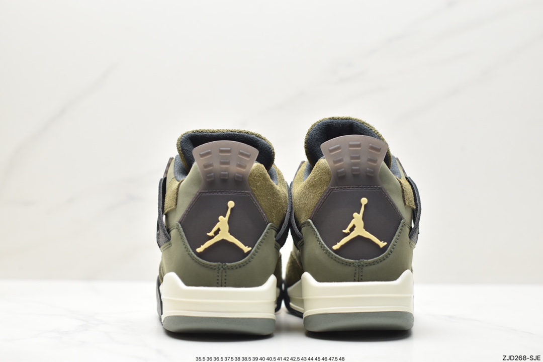 Nike Wmns Air Jordan 4 Retro GS ”Linen” Michael Jordan AJ4 mid-top basketball shoes ”White Khaki” A02571-100