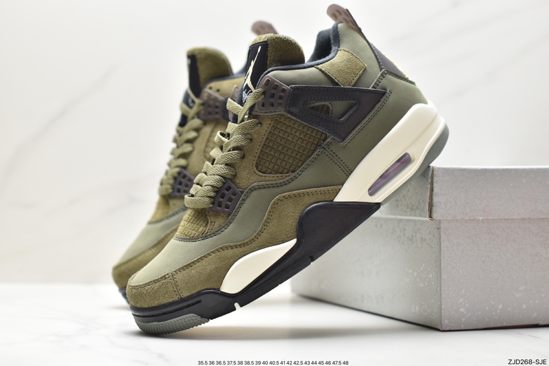 Nike Wmns Air Jordan 4 Retro GS ”Linen” Michael Jordan AJ4 mid-top basketball shoes ”White Khaki” A02571-100