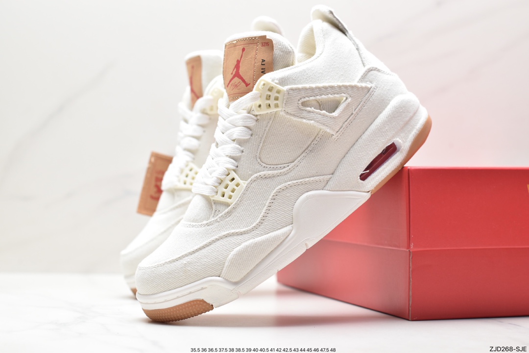 Nike Wmns Air Jordan 4 Retro GS ”Linen” Michael Jordan AJ4 mid-top retro casual sports culture basketball shoes ”White Khaki” A02571-100