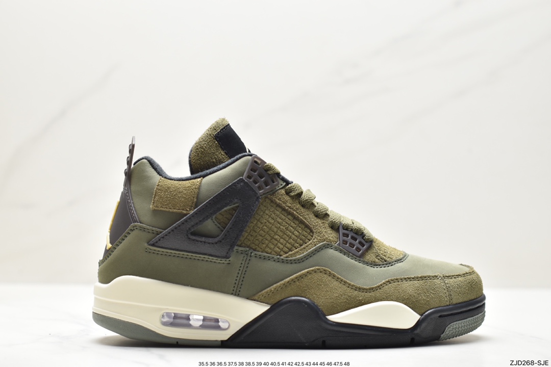 Nike Wmns Air Jordan 4 Retro GS ”Linen” Michael Jordan AJ4 mid-top retro casual sports culture basketball shoes ”White Khaki” A02571-100