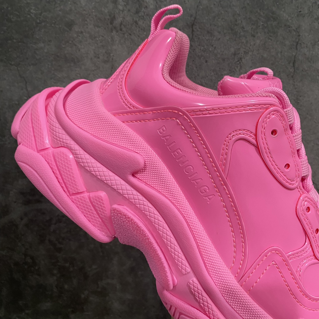 [VG Upgraded Version] BALENCIAGA Triple S Balenciaga Retro Daddy Shoes Mirror Patent Leather Pink