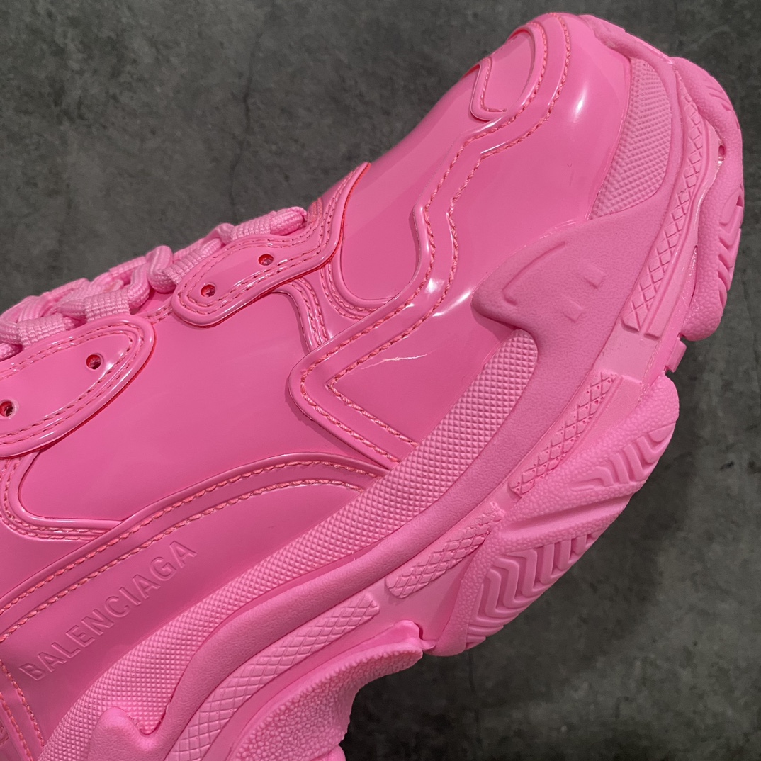 [VG Upgraded Version] BALENCIAGA Triple S Balenciaga Retro Daddy Shoes Mirror Patent Leather Pink