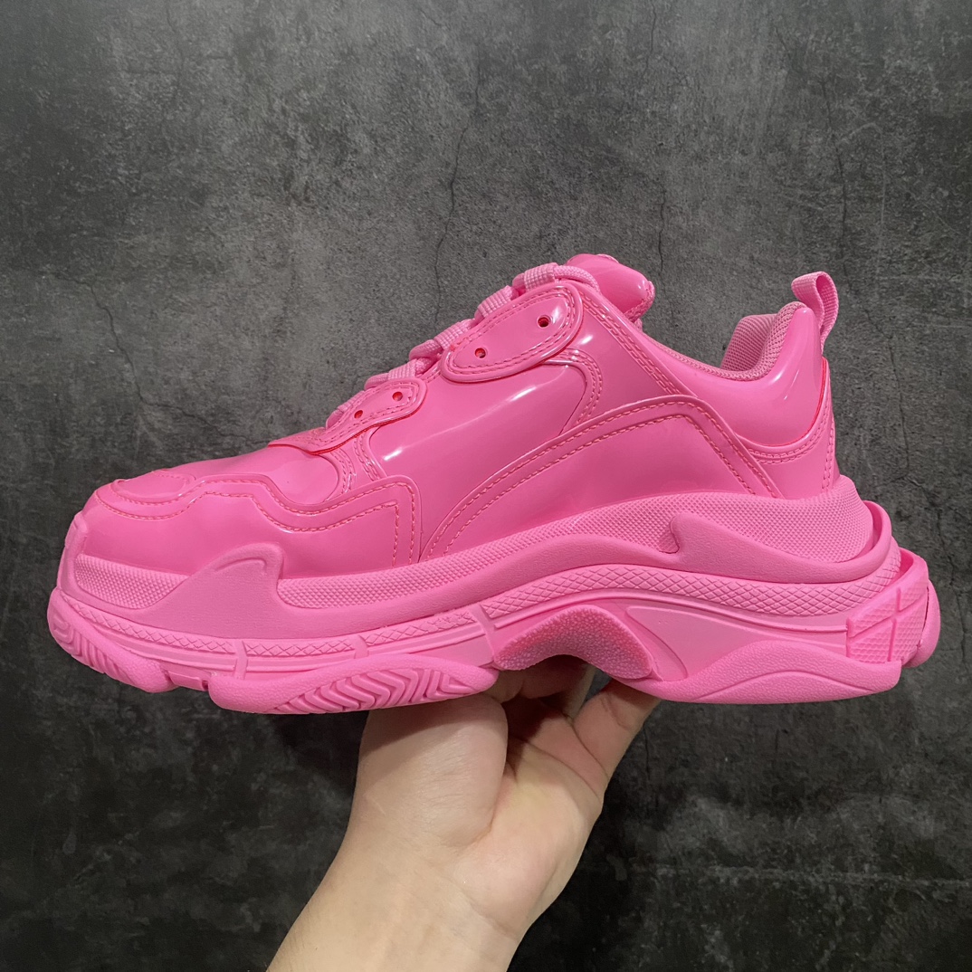 [VG Upgraded Version] BALENCIAGA Triple S Balenciaga Retro Daddy Shoes Mirror Patent Leather Pink