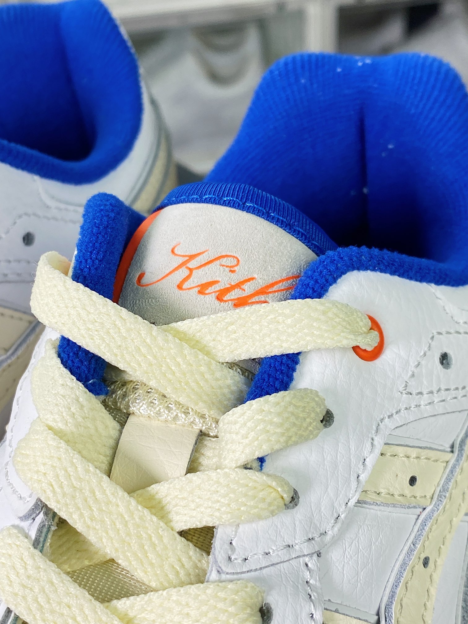 Asics EX89 Low Sneakers series low-top retro basketball shoes ”Joint Knicks Milky White Blue Orange” 1201A885-100