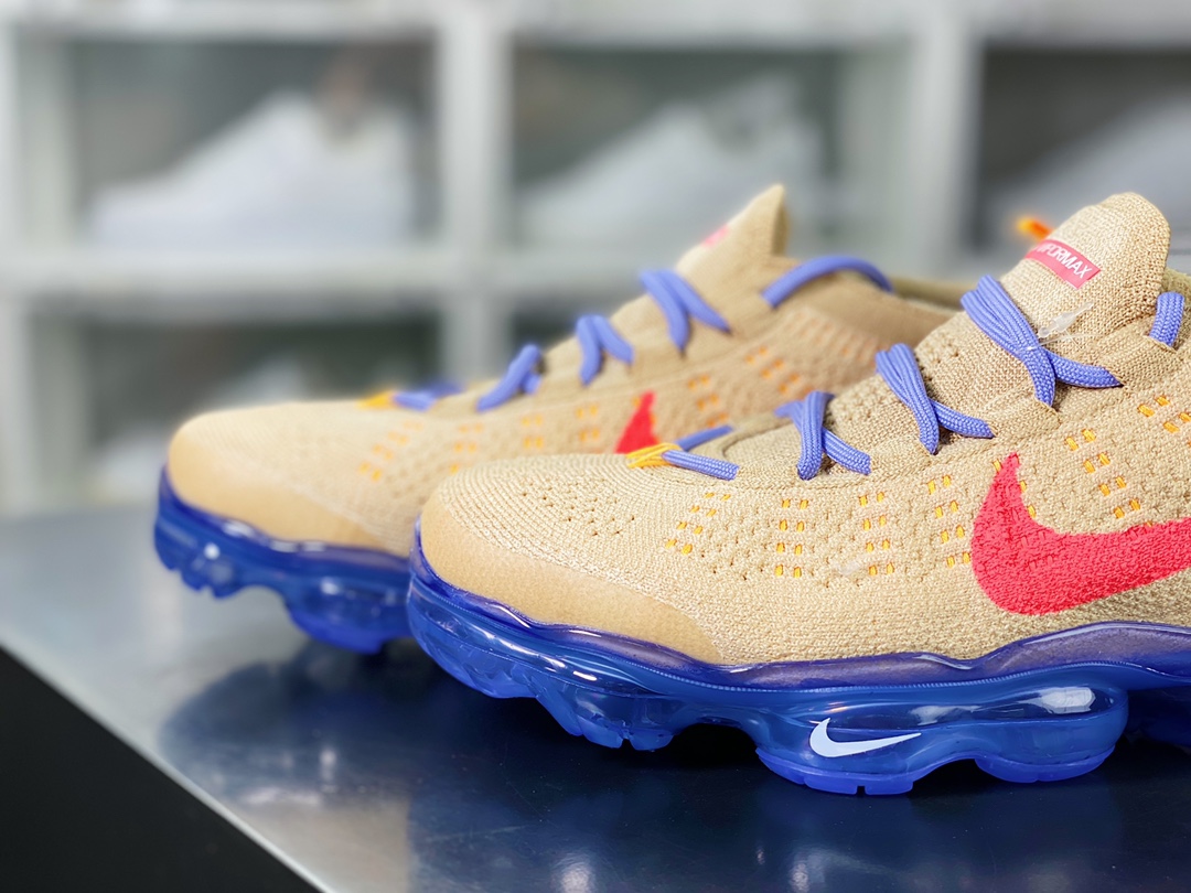 Air VaporMax 2023 Flyknit FK ”Pale Vanilla” 2023 Air Cushion Series Low-top Jogging Shoes ”Sesame Yellow Blue Purple Red Hook” DV6840-200