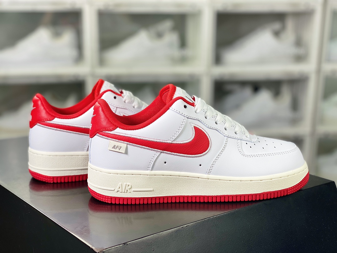 Air Force 1'07 Low”White University Red” Air Force One Sneakers ”Leather White University Red Embroidered Hook” FV0392-101