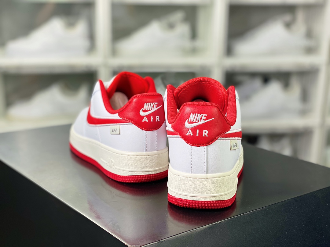 Air Force 1'07 Low”White University Red” Air Force One Sneakers ”Leather White University Red Embroidered Hook” FV0392-101