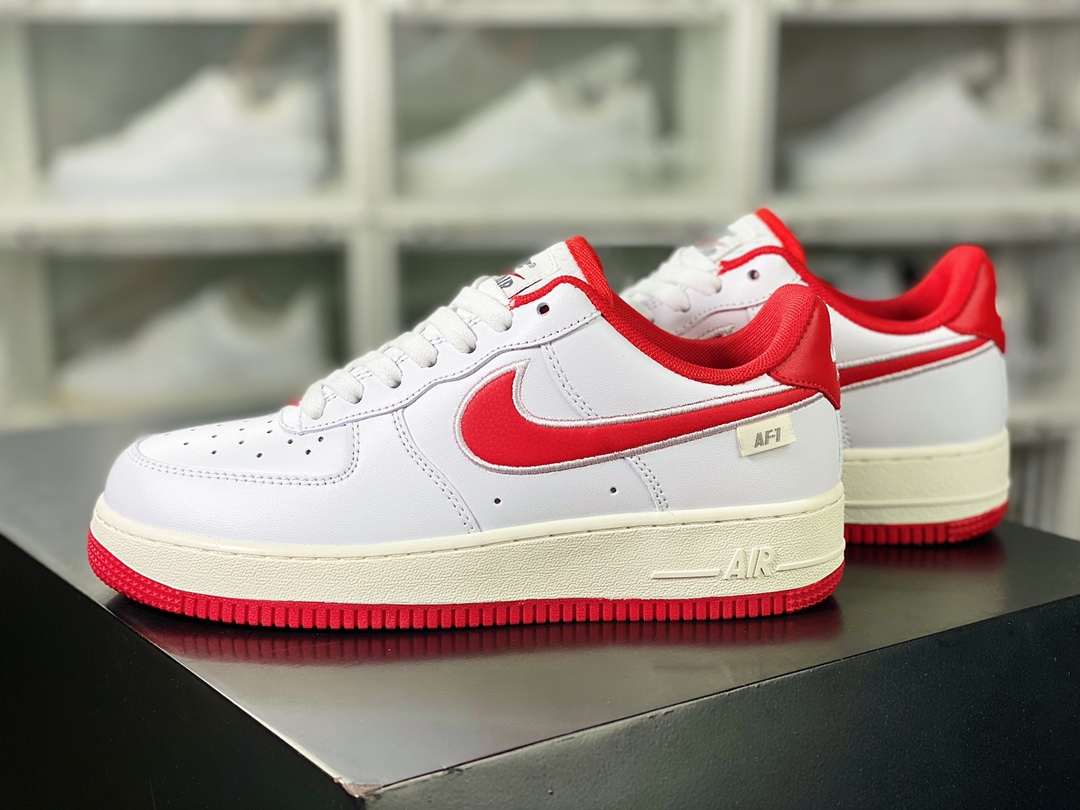 Air Force 1'07 Low”White University Red” Air Force One Sneakers ”Leather White University Red Embroidered Hook” FV0392-101