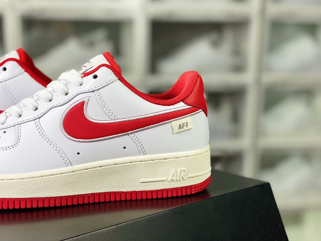 Air Force 1'07 Low”White University Red” Air Force One Sneakers ”Leather White University Red Embroidered Hook” FV0392-101