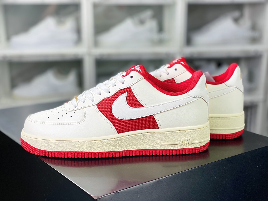 Air Force 1'07 Low ”Athletic Department” Air Force One series classic sneakers ”Splicing off-white university red oxidation” FN7439-133