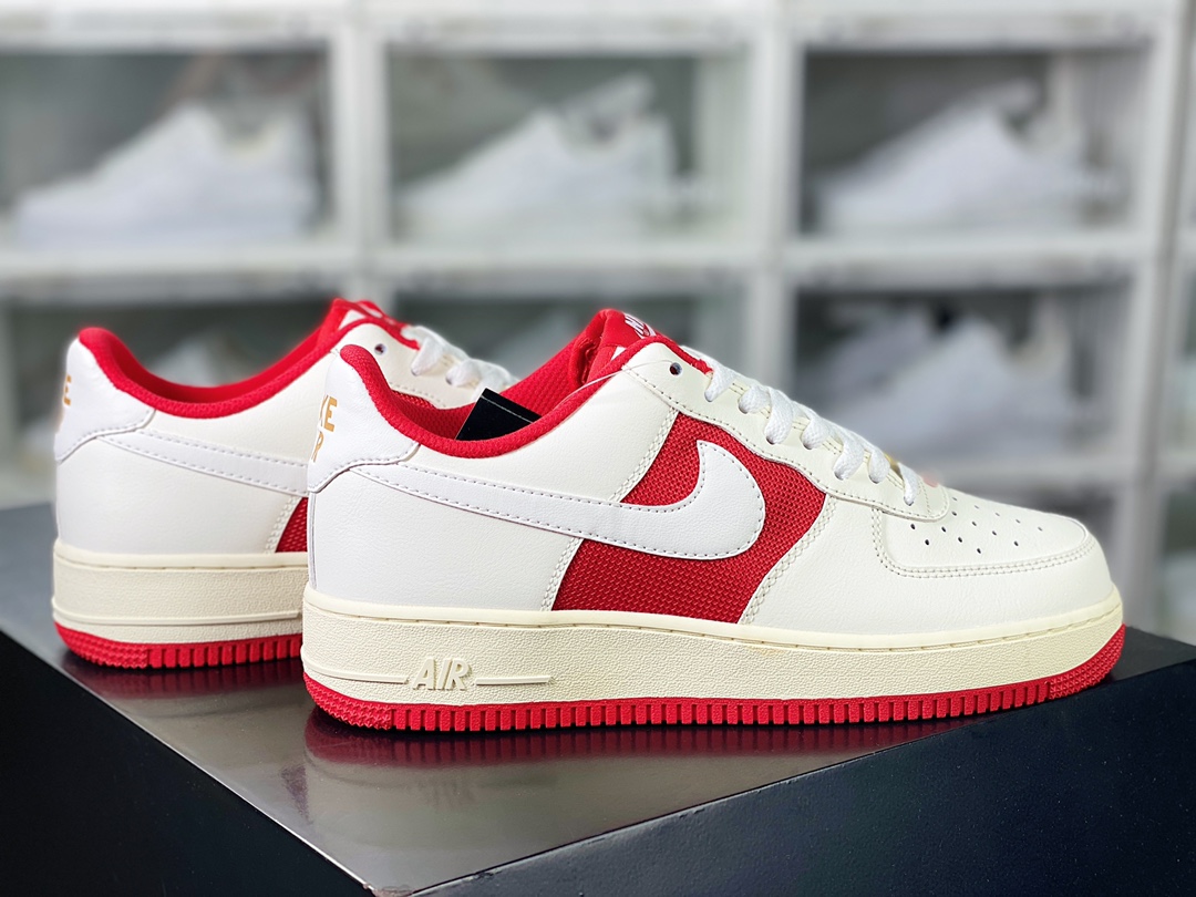 Air Force 1'07 Low ”Athletic Department” Air Force One series classic sneakers ”Splicing off-white university red oxidation” FN7439-133