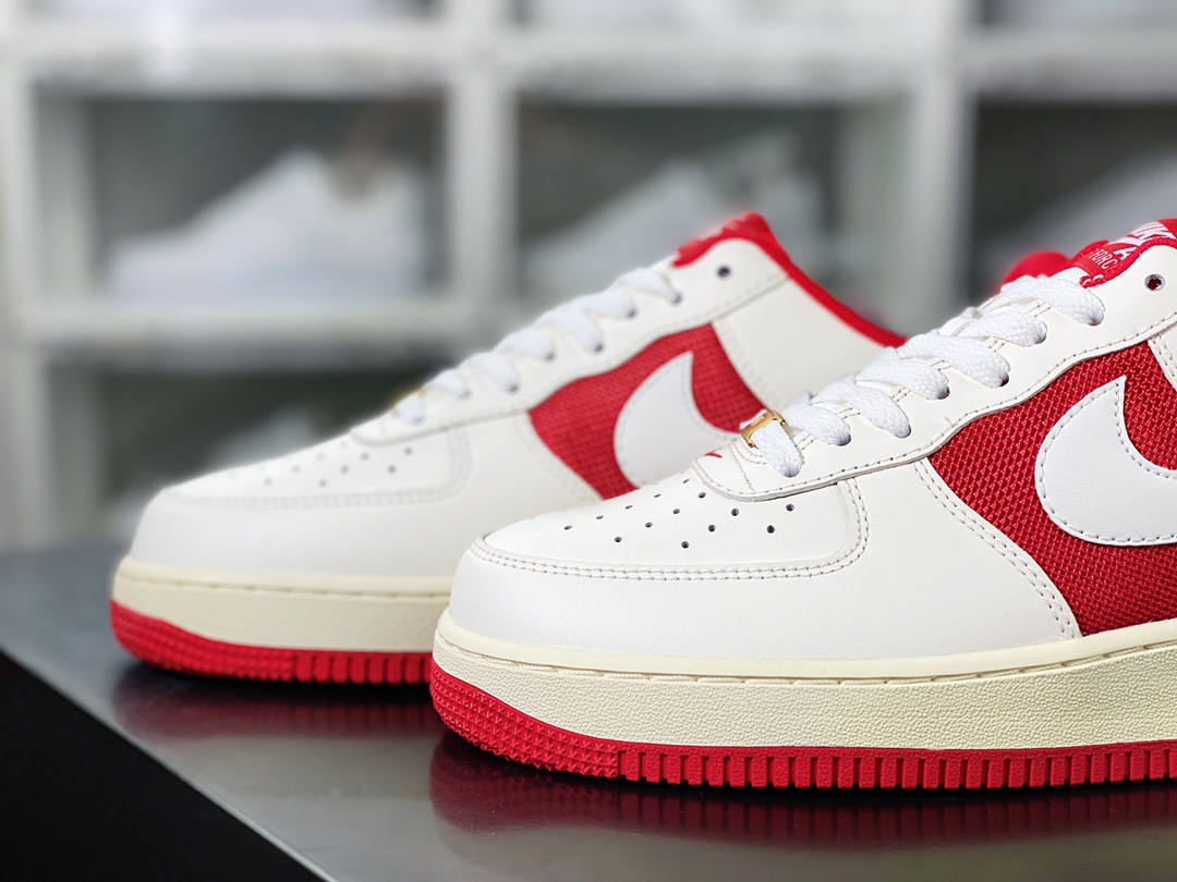 Air Force 1'07 Low ”Athletic Department” Air Force One series classic sneakers ”Splicing off-white university red oxidation” FN7439-133