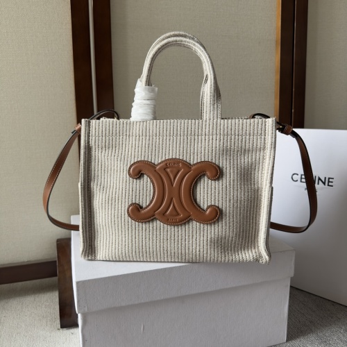 Celine Women's Small Woven Textile and Calfskin Leather Tote Bag 1 Celine Women's Small Woven Textile and Calfskin Leather Tote Bag