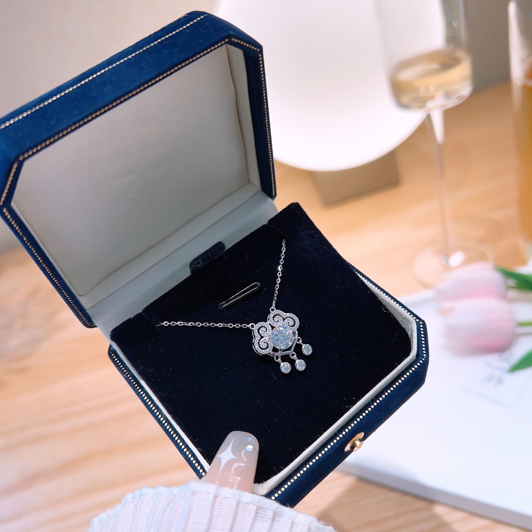 Low Allergy Silver Moissanite Necklace Ins Style Bestie Gift Gold