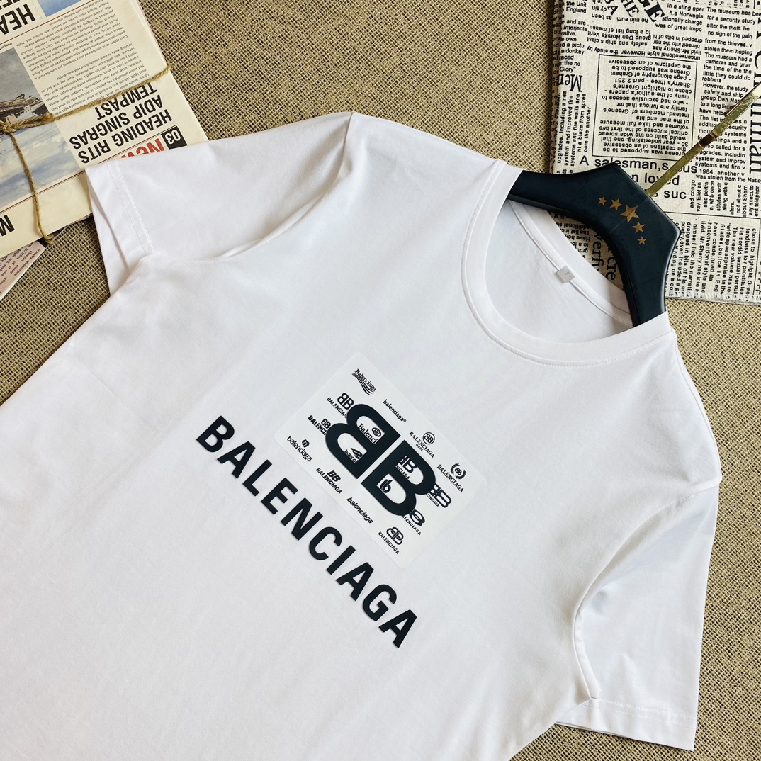 穿240斤胖子福音情侣款码数M-6XL巴黎世家Balenciaga原单品质2024最新款男装短袖T恤衣服