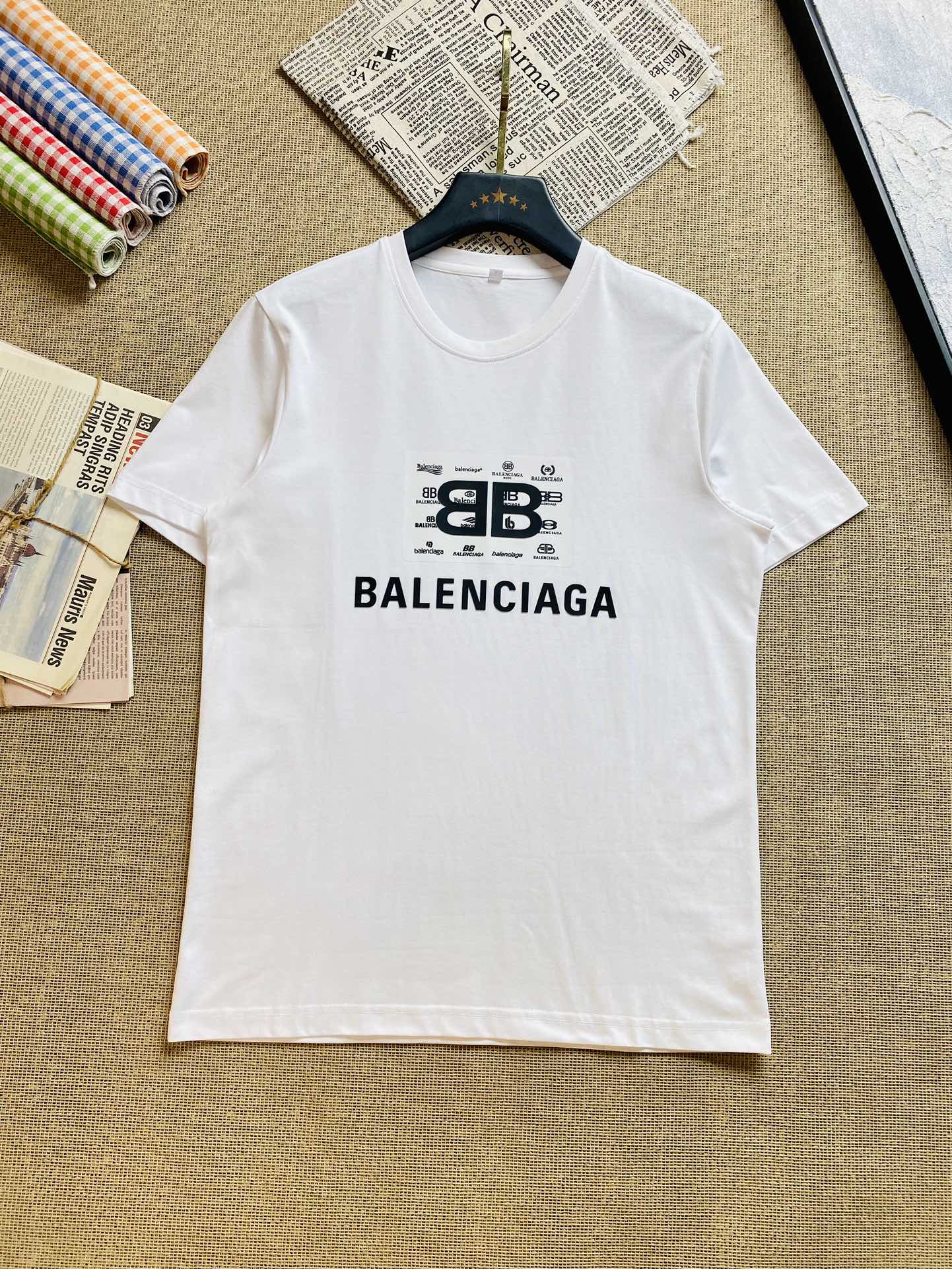 穿240斤胖子福音情侣款码数M-6XL巴黎世家Balenciaga原单品质2024最新款男装短袖T恤衣服