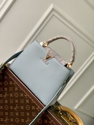Louis Vuitton LV Capucines AAAAA Bags Handbags Blue Calfskin Cowhide M22876