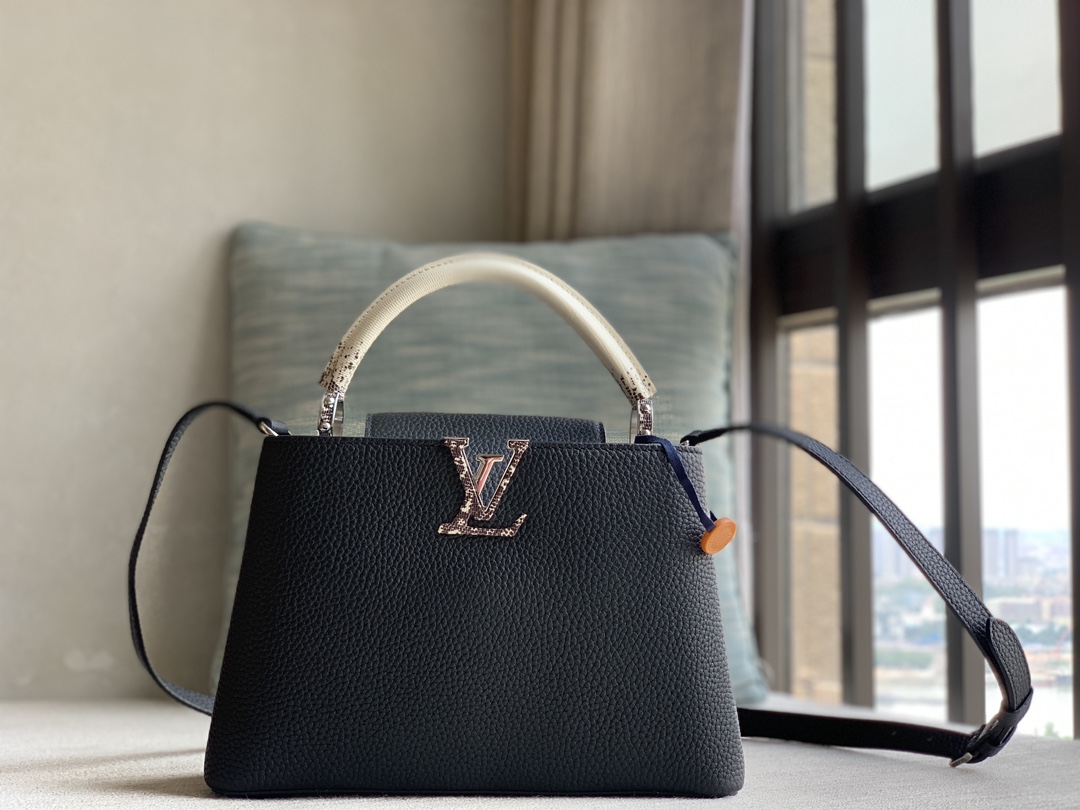 Louis Vuitton [Special quality original leather M94049 black white lizard silver buckle]