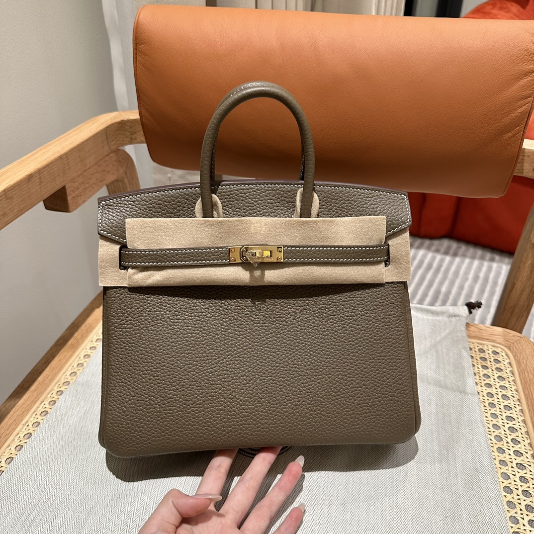 Hermès Birkin25cm, ck18/Etoupe, togo, gold, all handmade!!