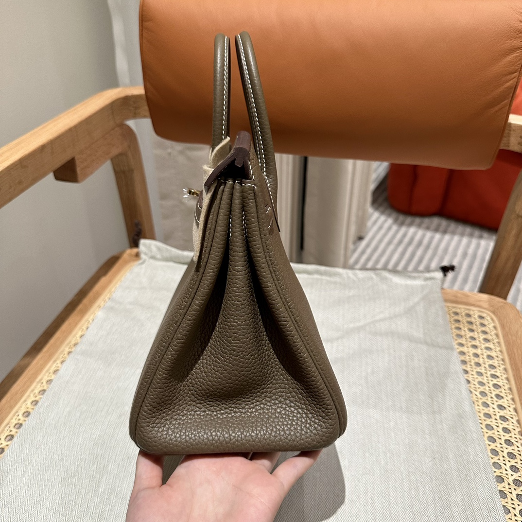 Hermès Birkin25cm, ck18/Etoupe, togo, gold, all handmade!!