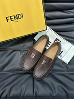 Fendi Shoes Plain Toe Men Gold Hardware Calfskin Cowhide Genuine Leather Casual