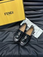 Fendi Shoes Plain Toe Men Gold Hardware Calfskin Cowhide Genuine Leather Casual